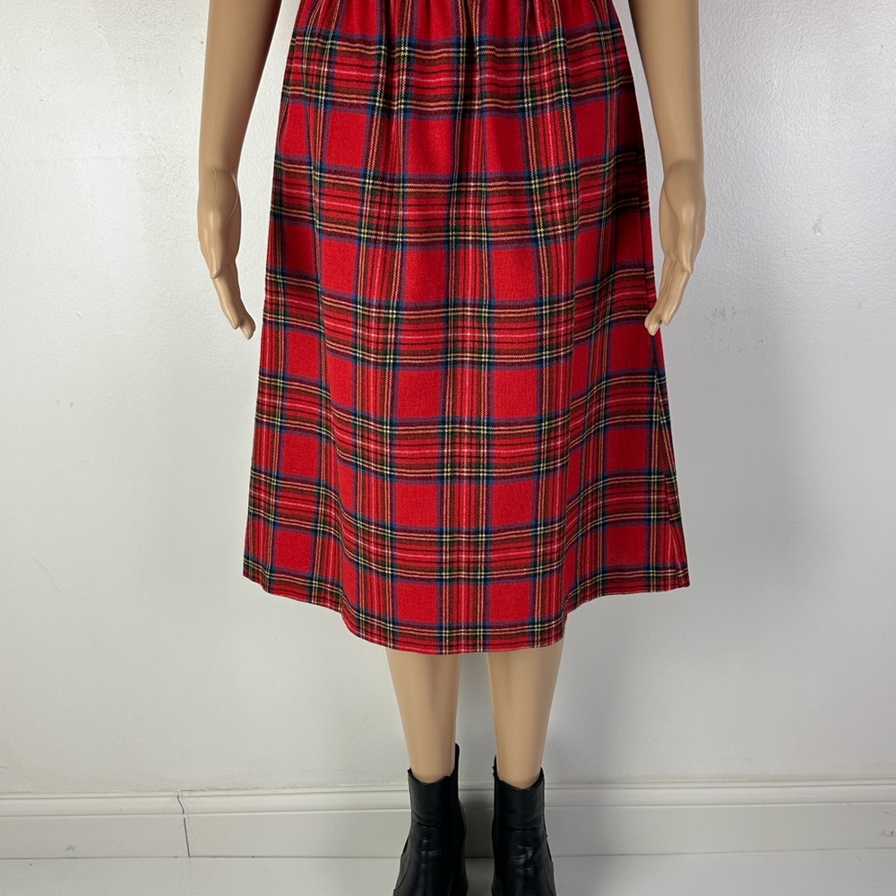 Vintage Red Plaid Midi Skirt